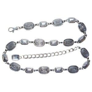 Vintage Silver-Tone Chain Belt Boho Style 39"-45" Western Style Belly Body Chain